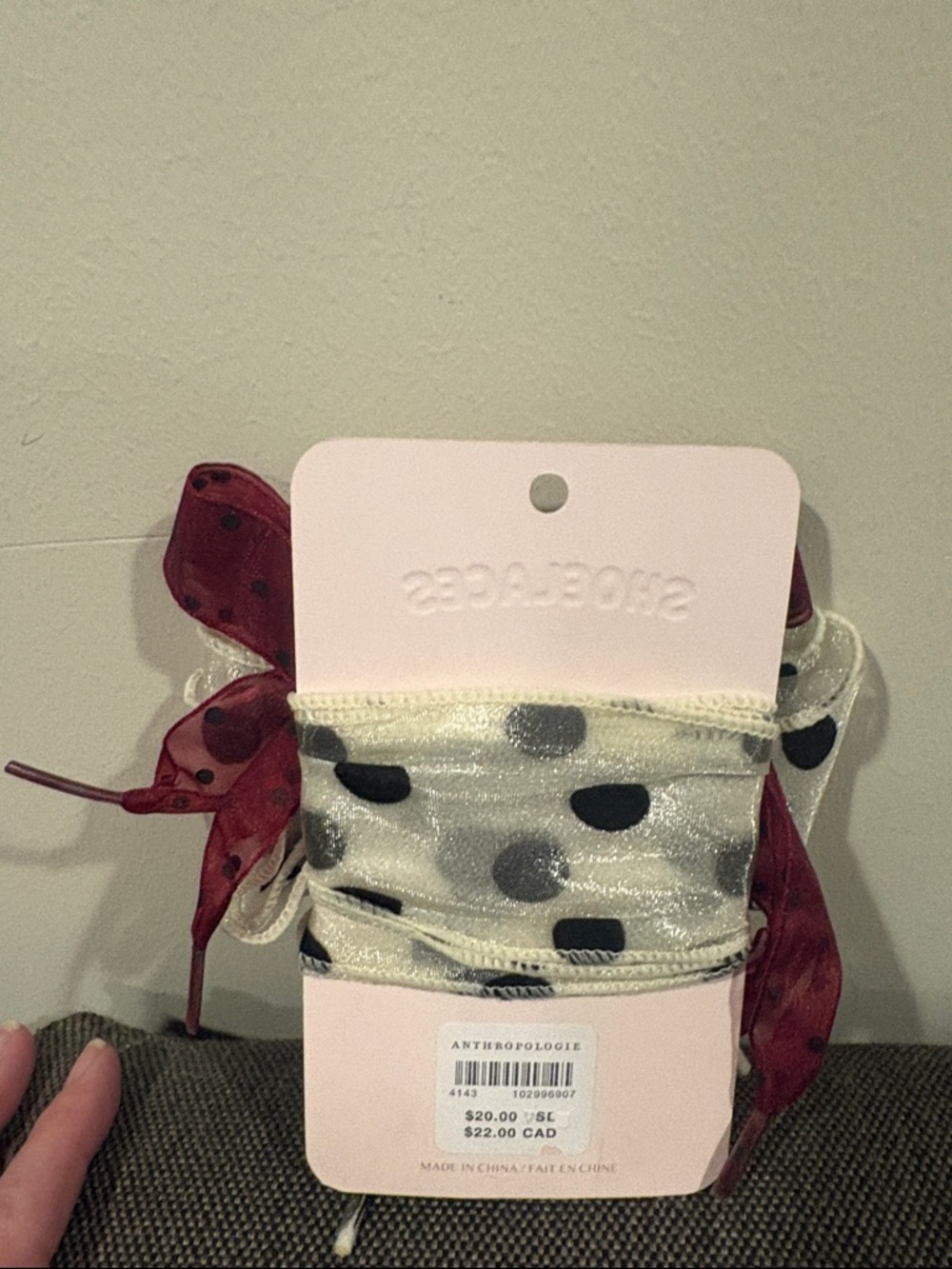 Anthropologie Polka Dot Bow Shoelaces - Picture 2 of 3